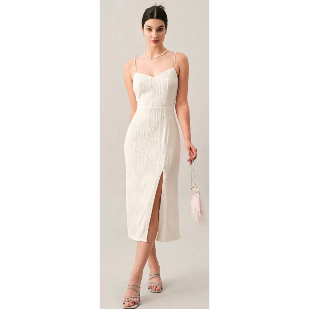 White dress with pearl straps